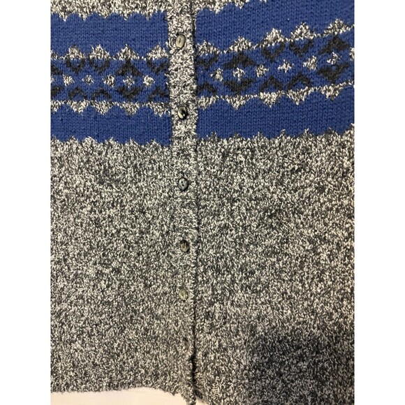 Kathy Ireland Women Sweater Vest Gray White Blended with Fair Isle Stripe Size L - Picture 3 of 6